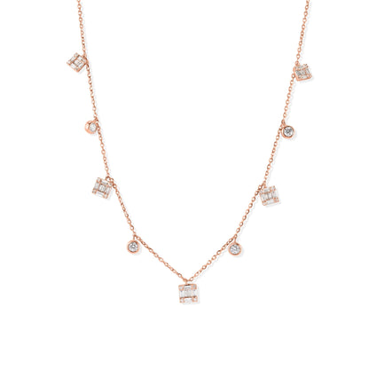 14K Bezel Setting and Baguette Diamond Necklace