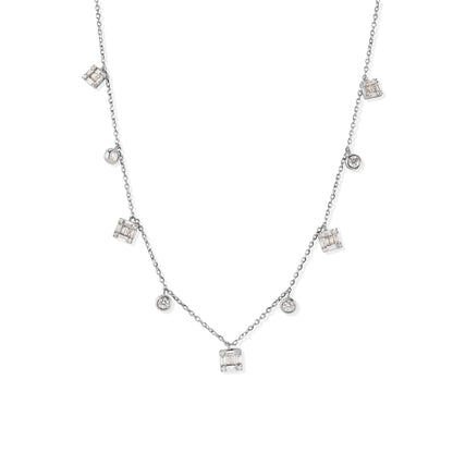 14K Bezel Setting and Baguette Diamond Necklace