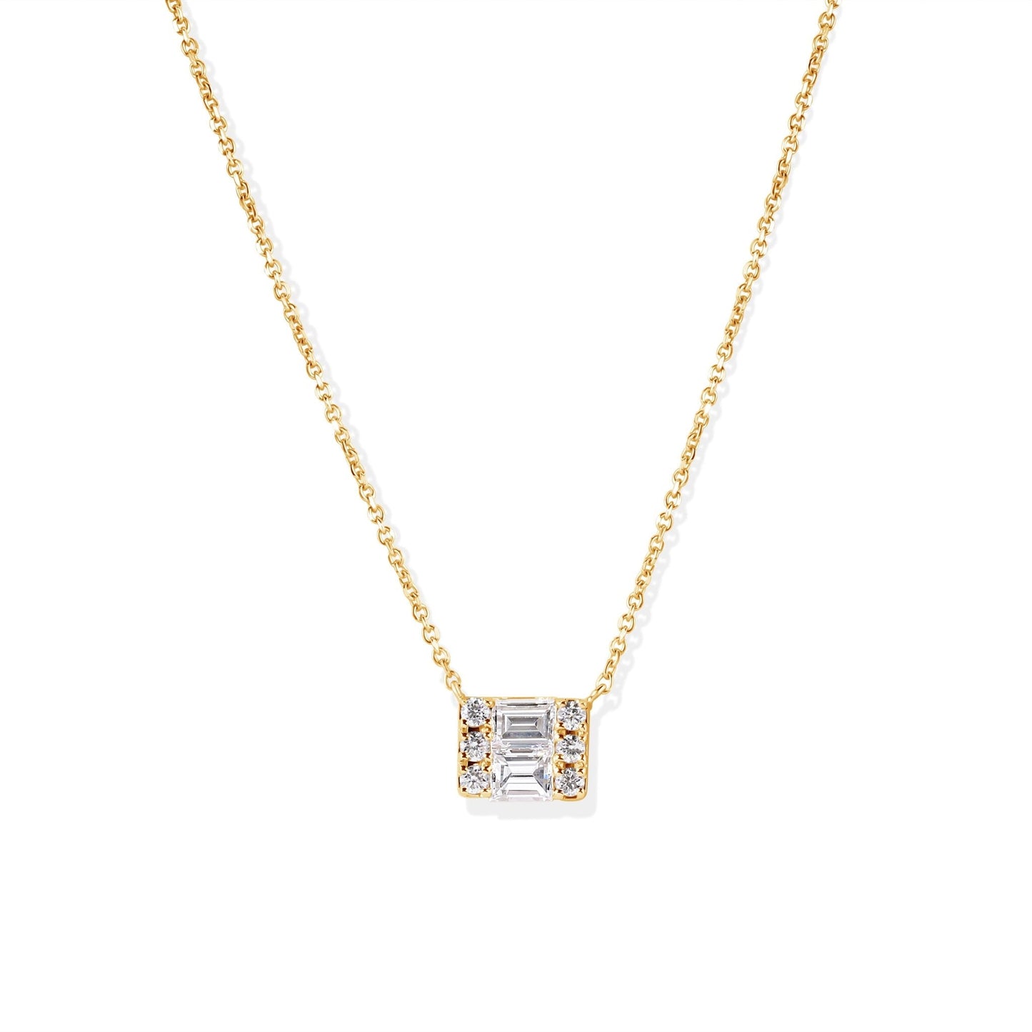14K Diamond Baguettes Necklace