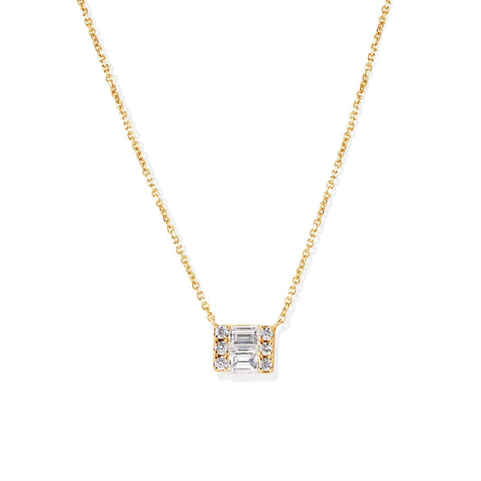 14K Diamond Baguettes Necklace