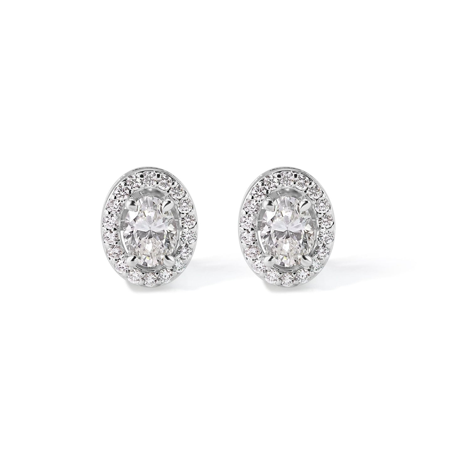 14K Diamond Oval Stud Earrings