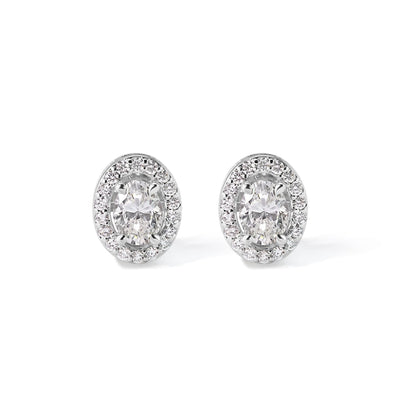 14K Diamond Oval Stud Earrings