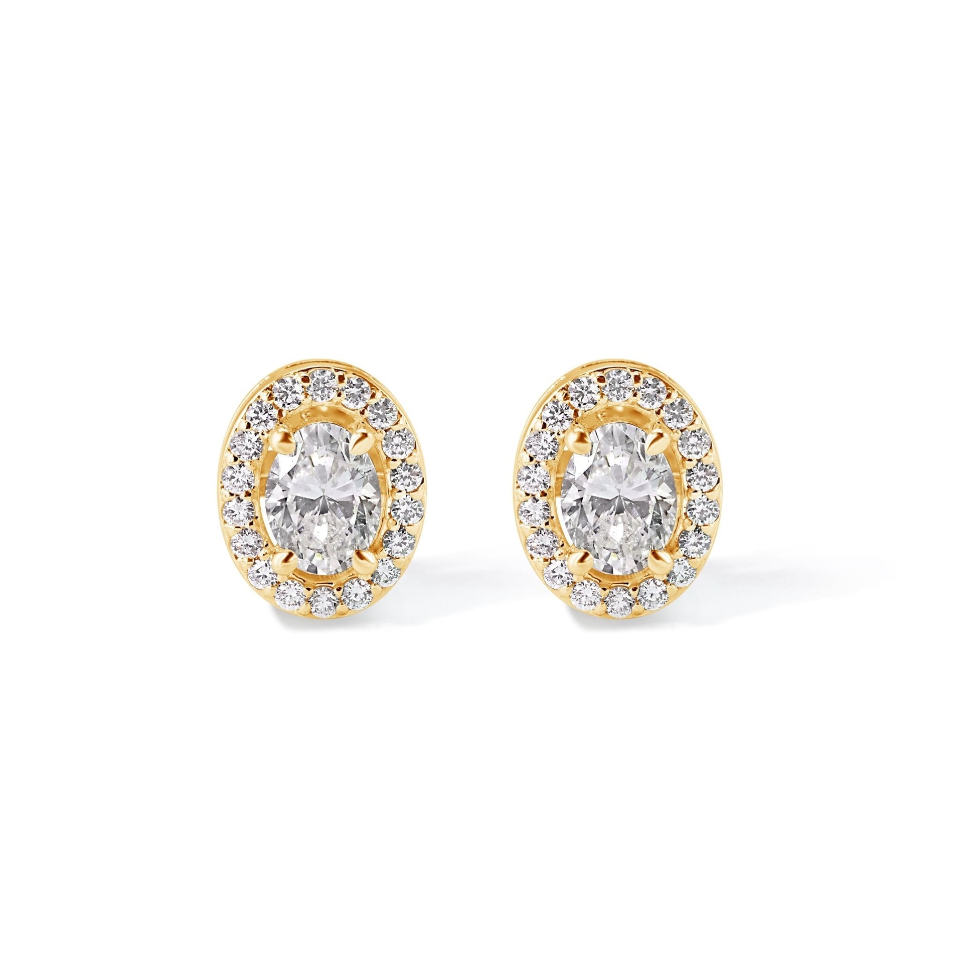 14K Diamond Oval Stud Earrings