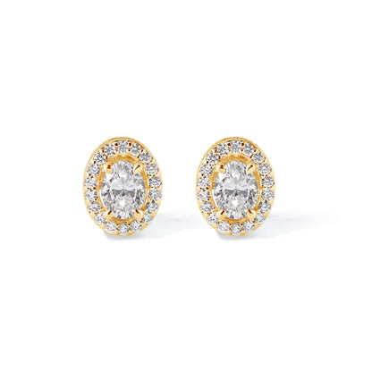 14K Diamond Oval Stud Earrings