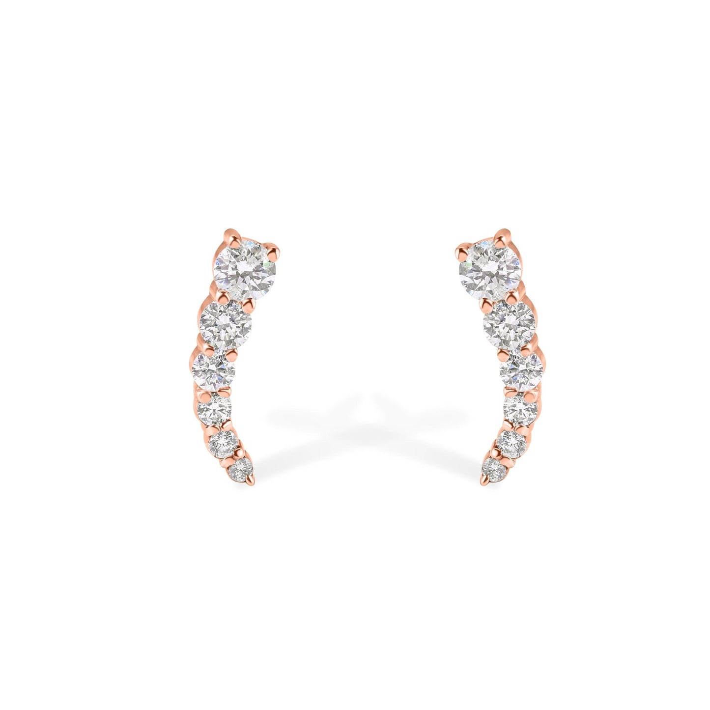 14K "J" Shape Diamond Stud Earrings