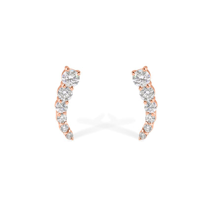 14K "J" Shape Diamond Stud Earrings