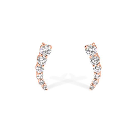 14K "J" Shape Diamond Stud Earrings