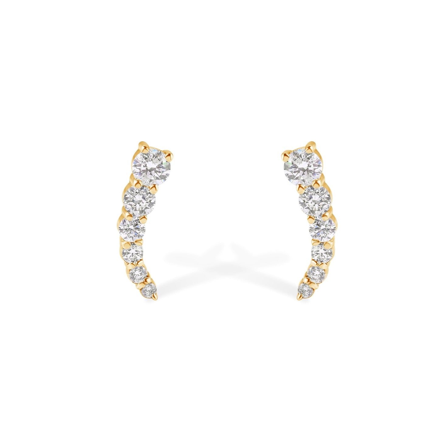 14K "J" Shape Diamond Stud Earrings
