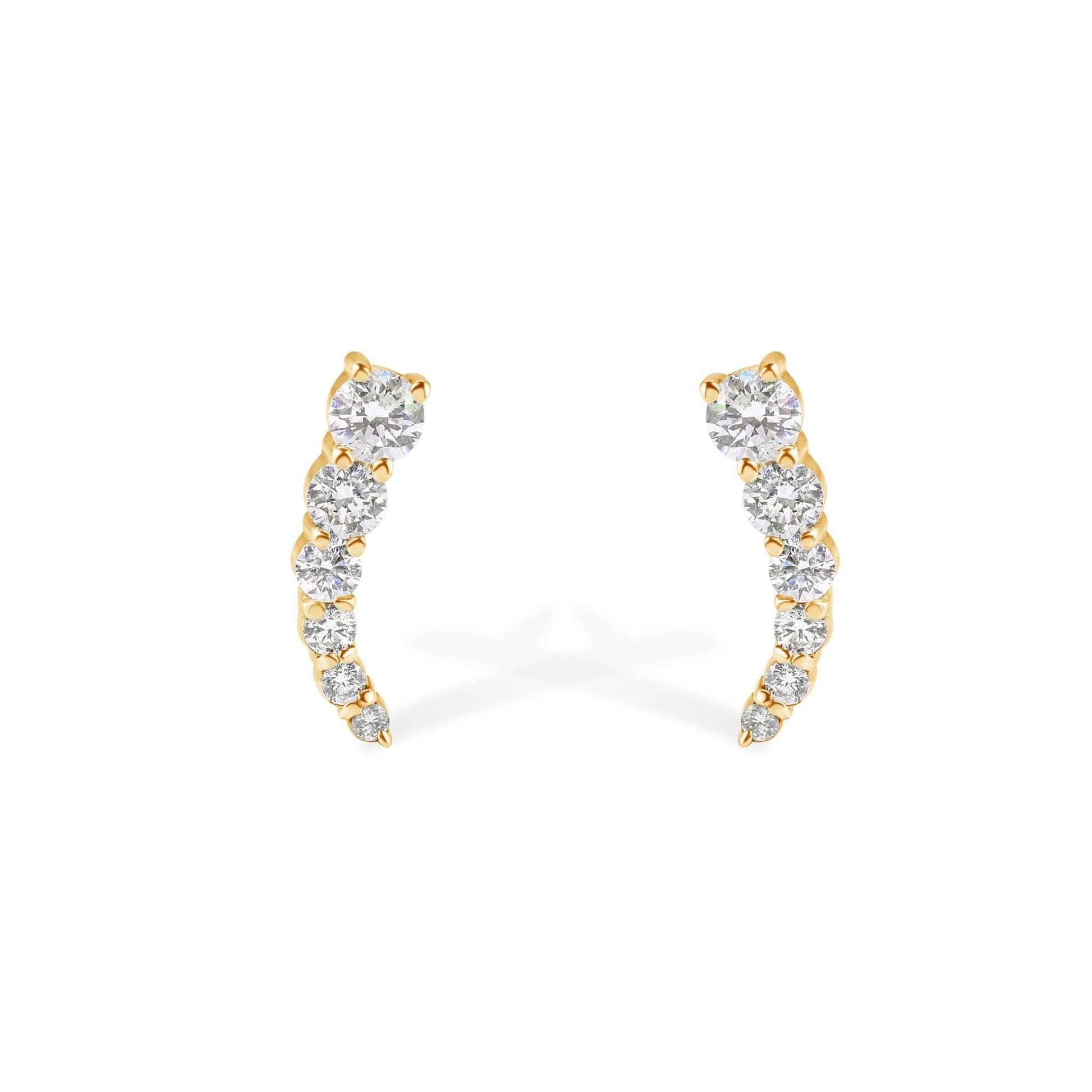 14K "J" Shape Diamond Stud Earrings