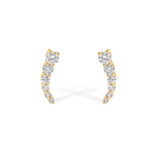 14K "J" Shape Diamond Stud Earrings