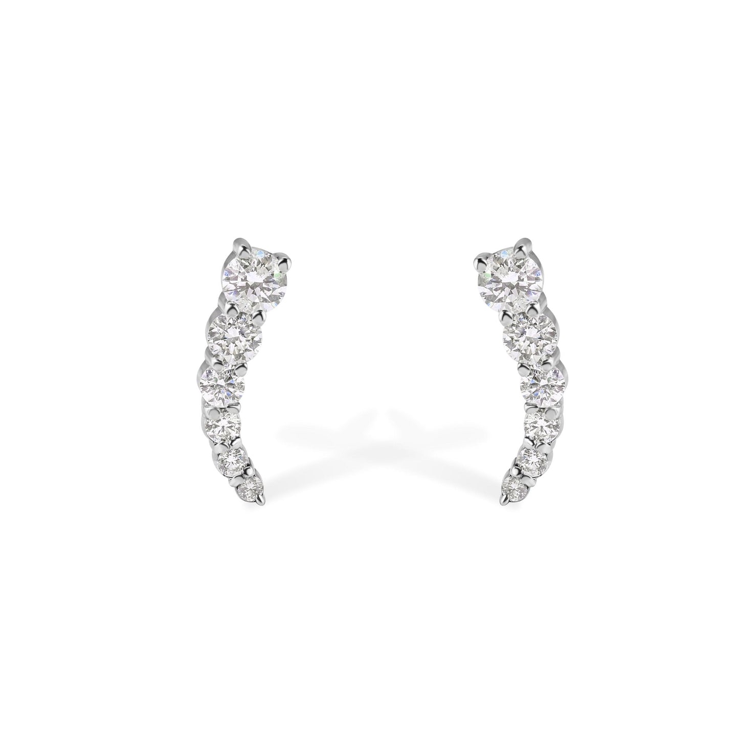 14K "J" Shape Diamond Stud Earrings