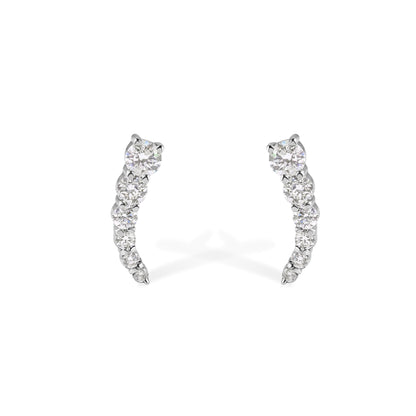 14K "J" Shape Diamond Stud Earrings