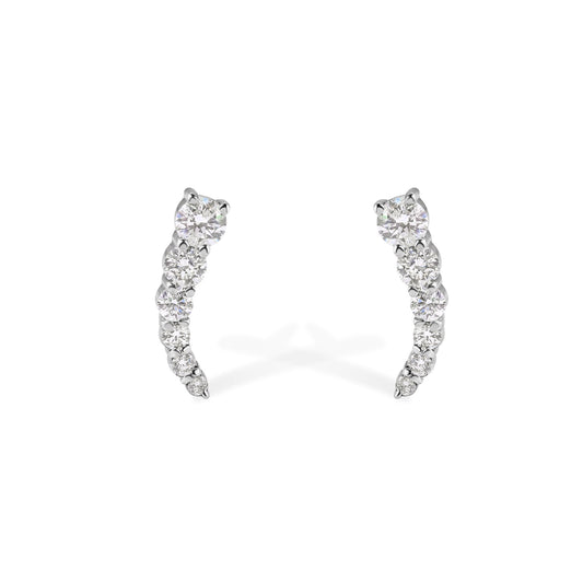 14K "J" Shape Diamond Stud Earrings