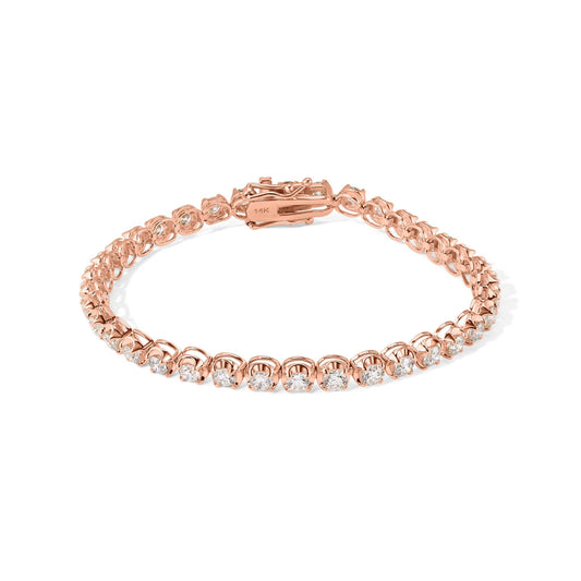 14K Diamond Tennis Prong Bracelet