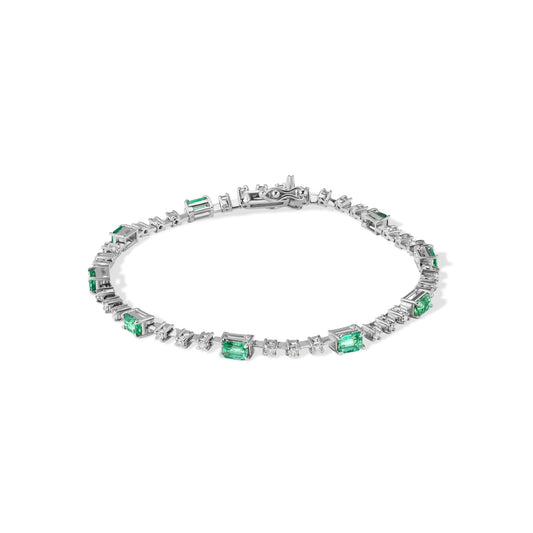 14K Diamond with Emerald Gem Stone Bracelet