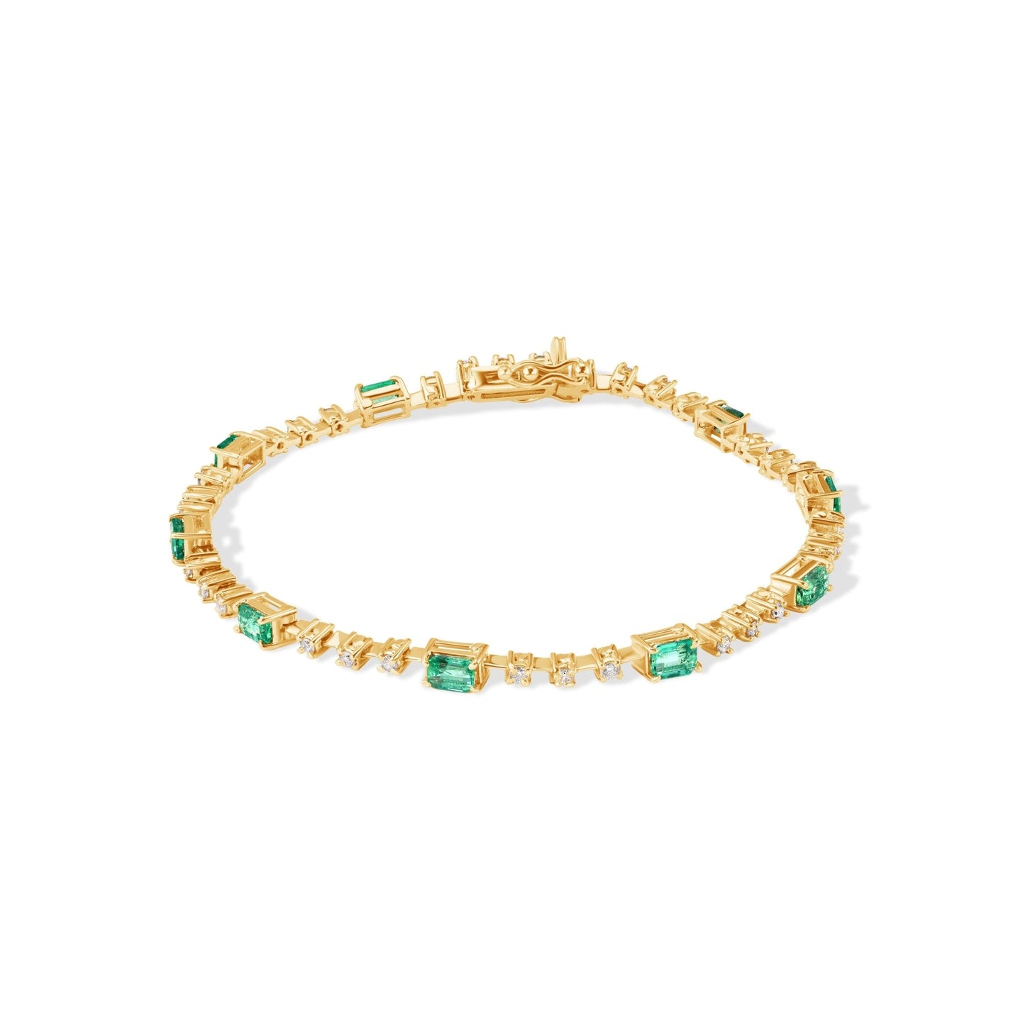 14K Diamond with Emerald Gem Stone Bracelet
