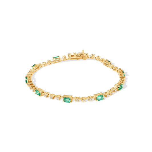 14K Diamond with Emerald Gem Stone Bracelet