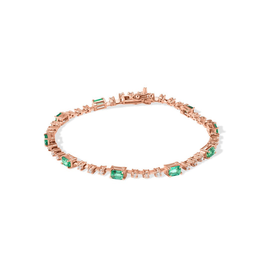 14K Diamond with Emerald Gem Stone Bracelet