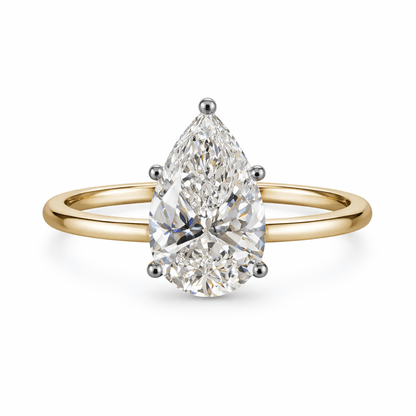 14K Elysia Pear-Cut Lab Diamond Solitaire Ring