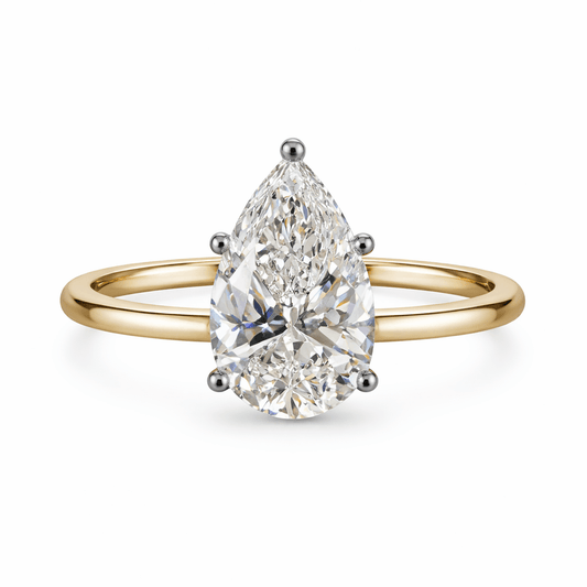 14K Elysia Pear-Cut Lab Diamond Solitaire Ring