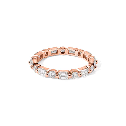 14K Round and Emerald Eternity Ring