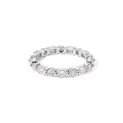14K Round and Emerald Eternity Ring