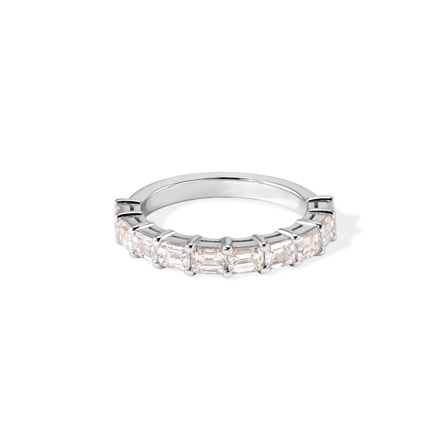 14K Emerald Diamond Half Eternity Ring