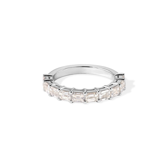 14K Emerald Diamond Half Eternity Ring