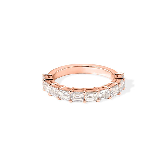 14K Emerald Diamond Half Eternity Ring