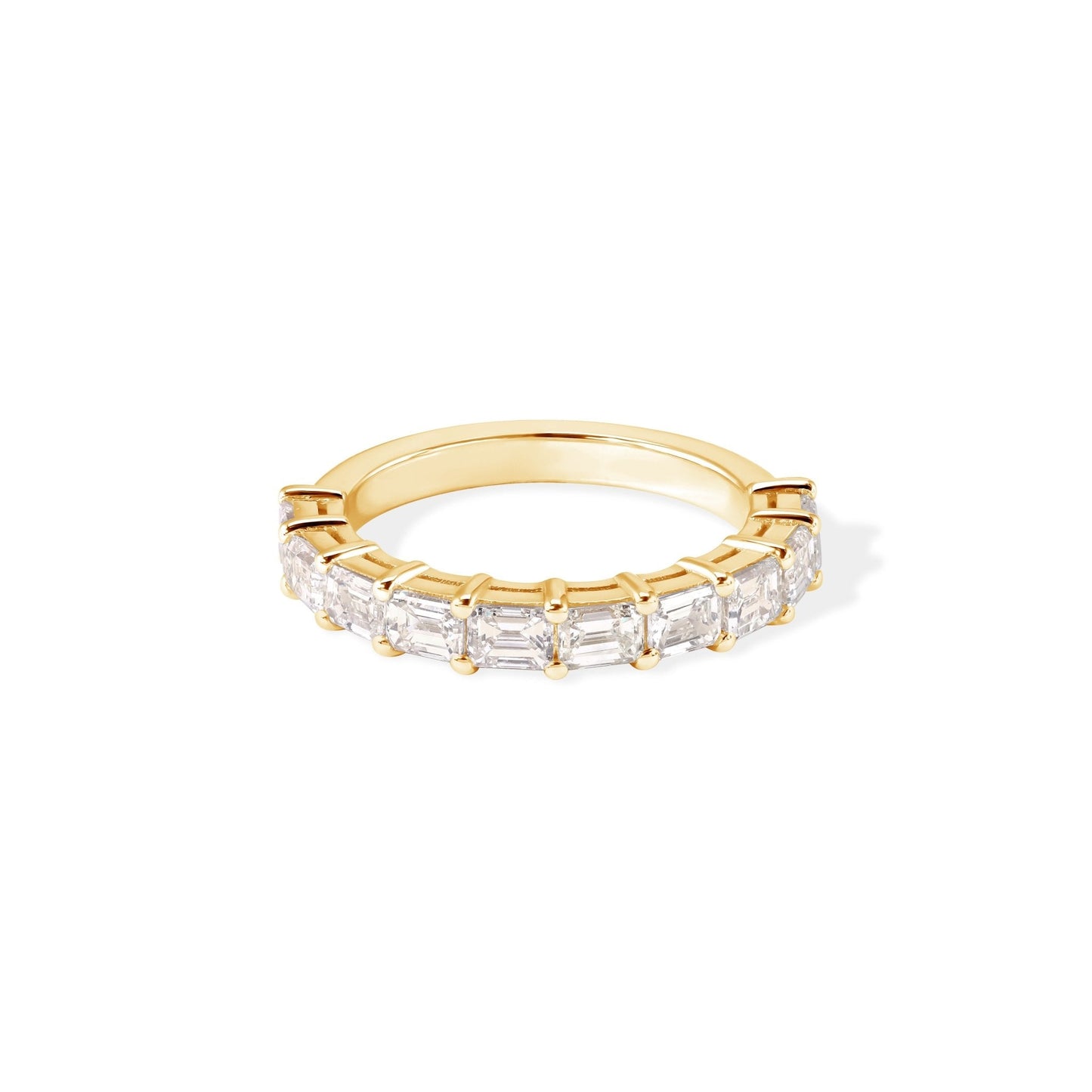 14K Emerald Diamond Half Eternity Ring
