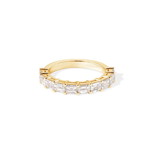 14K Emerald Diamond Half Eternity Ring