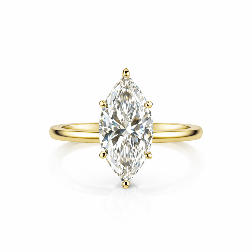 14K Yellow Gold Marquise-Cut Diamond Solitaire Ring