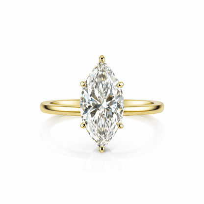 14K Yellow Gold Marquise-Cut Diamond Solitaire Ring
