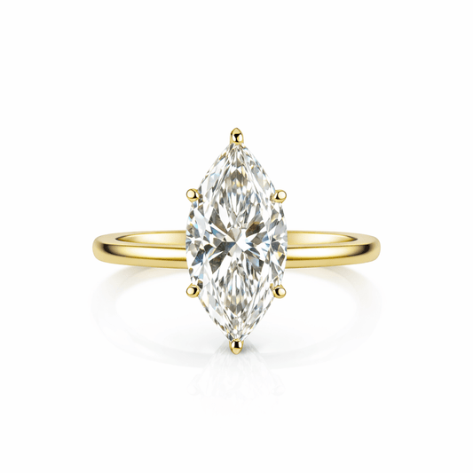14K Yellow Gold Marquise-Cut Diamond Solitaire Ring