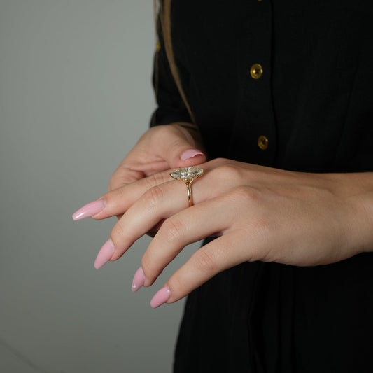 14K Yellow Gold Marquise-Cut Diamond Solitaire Ring