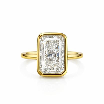 14K Yellow Gold Radiant-Cut Diamond Bezel Ring
