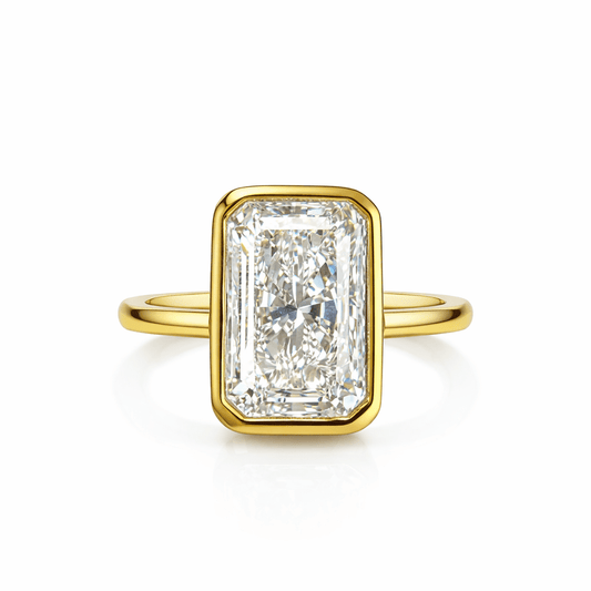 14K Yellow Gold Radiant-Cut Diamond Bezel Ring