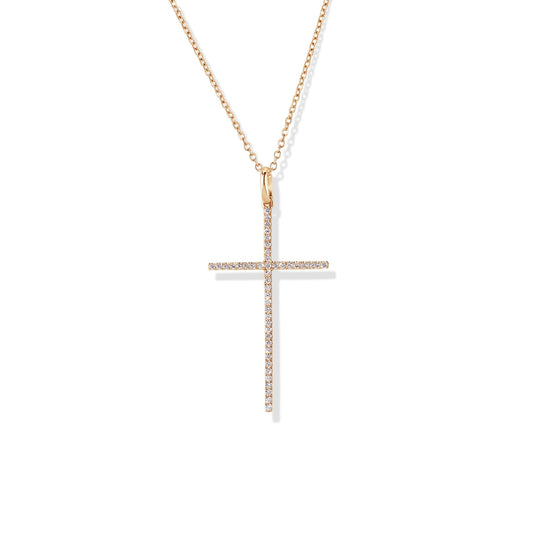 18K Diamond Cross and Necklace