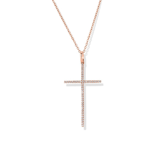 18K Diamond Cross and Necklace