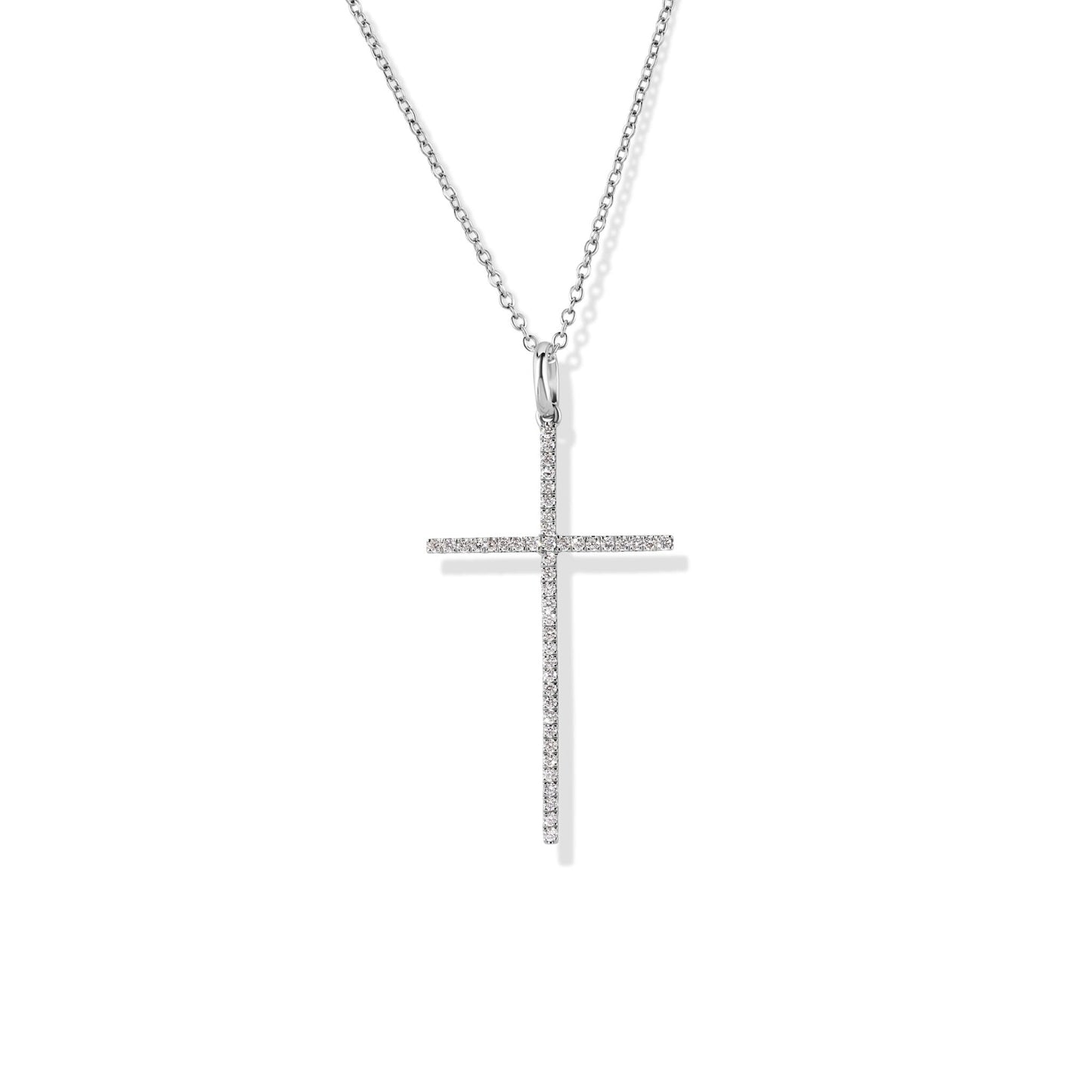 18K Diamond Cross and Necklace