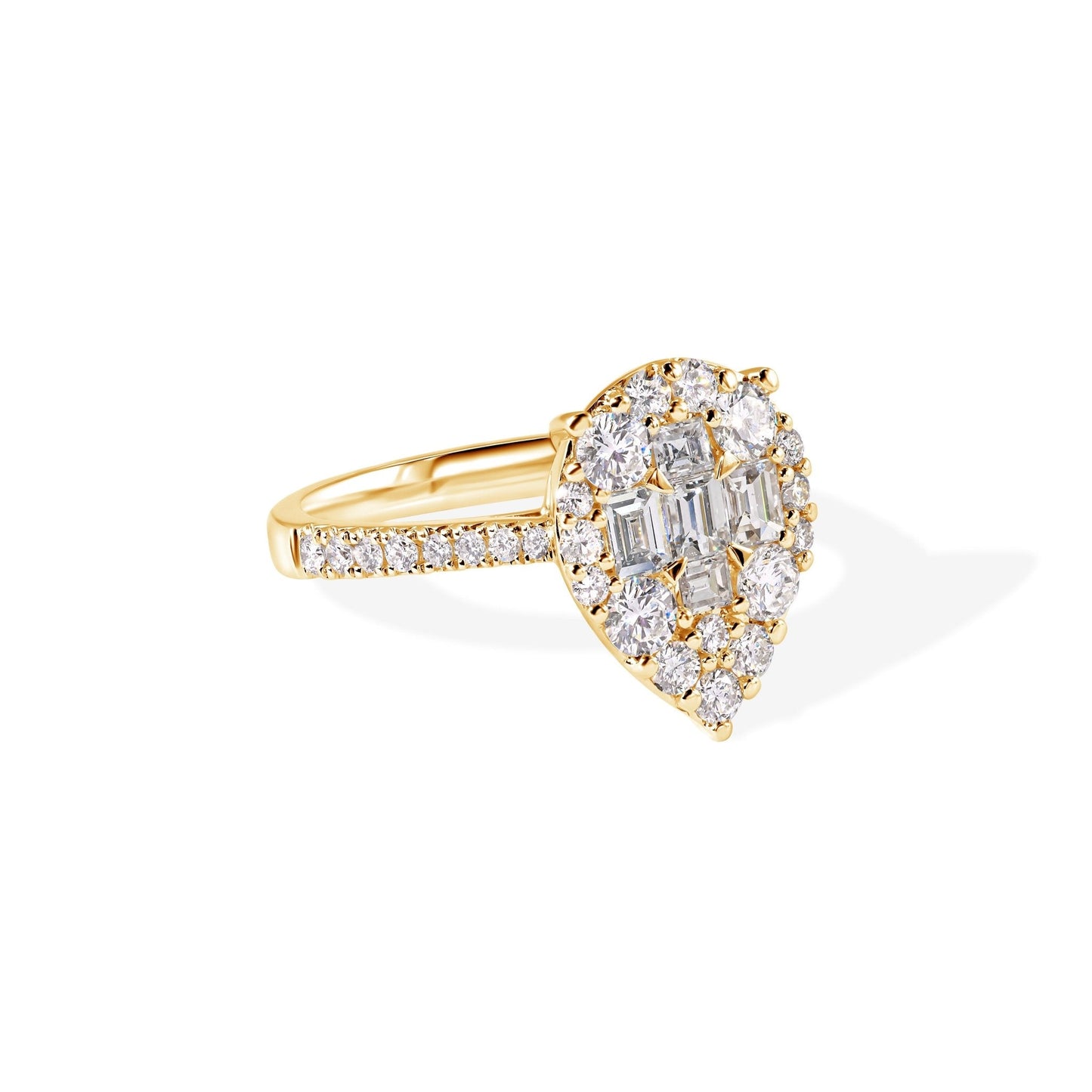 18K Diamond Pear Shape Ladies Ring
