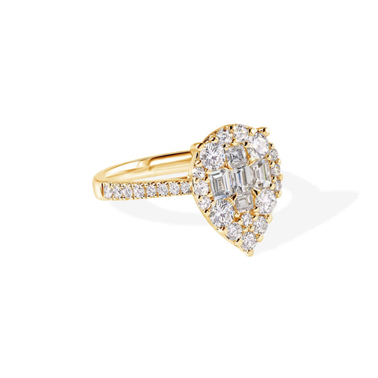 18K Diamond Pear Shape Ladies Ring