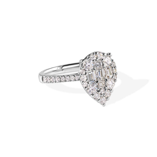 18K Diamond Pear Shape Ladies Ring