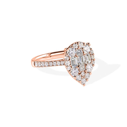 18K Diamond Pear Shape Ladies Ring