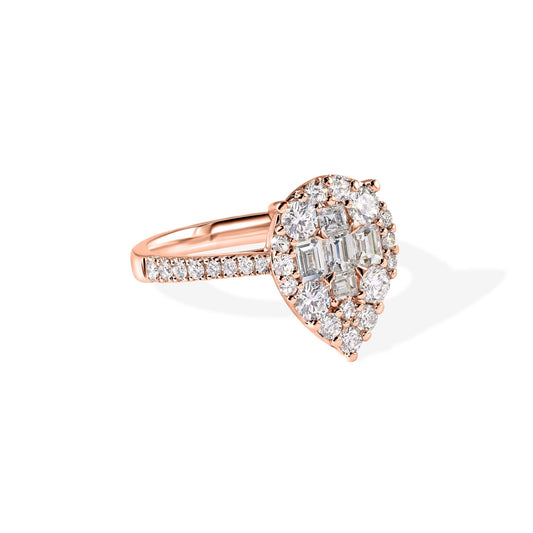 18K Diamond Pear Shape Ladies Ring