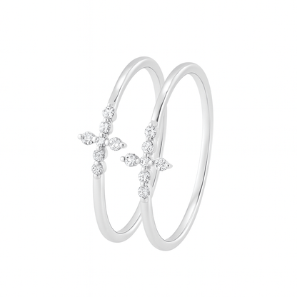 18K White Gold Diamond Cross Ring