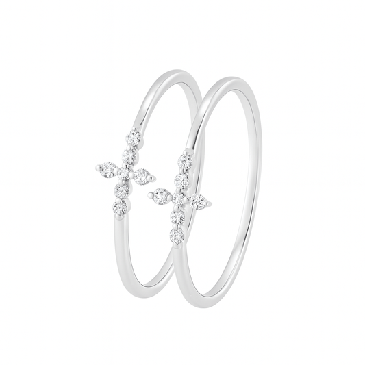 18K White Gold Diamond Cross Ring