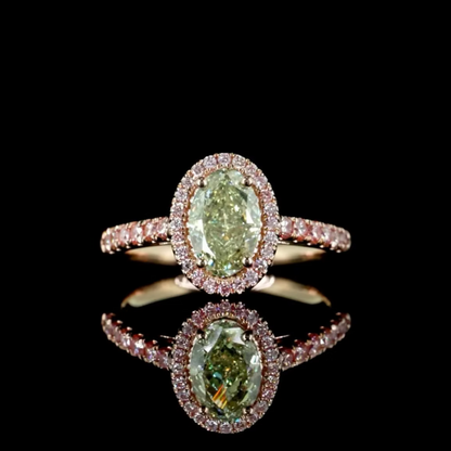 1.62 ct. Green Diamond Halo Ring