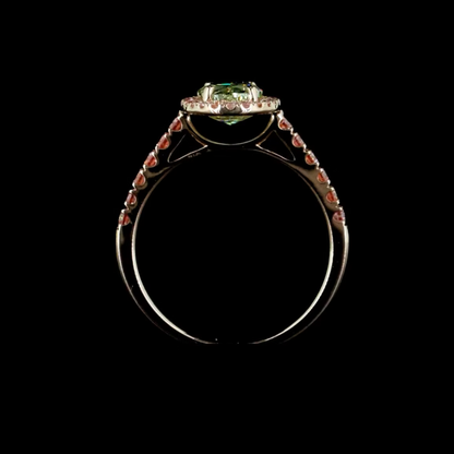 1.62 ct. Green Diamond Halo Ring