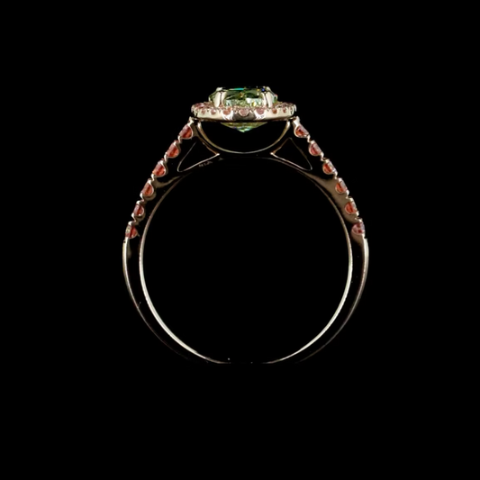 1.62 ct. Green Diamond Halo Ring